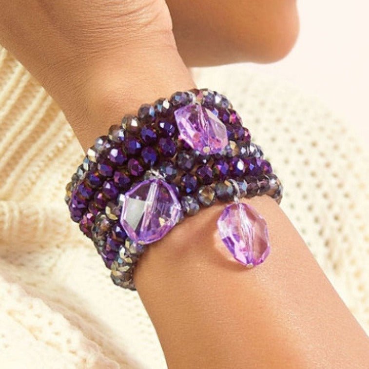 Malia Glass Stretch Bracelet Stack - Dark Purple - Sassy Jones