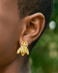 Miss Beasley Statement Earrings Crystallique, bee earrings gold crystal, whimsical statement earrings, insect inspired earrings, crystal stud earrings, bold gold earrings, playful statement jewelry, sparkling bee earrings, fashion earrings with crystals, lightweight statement studs