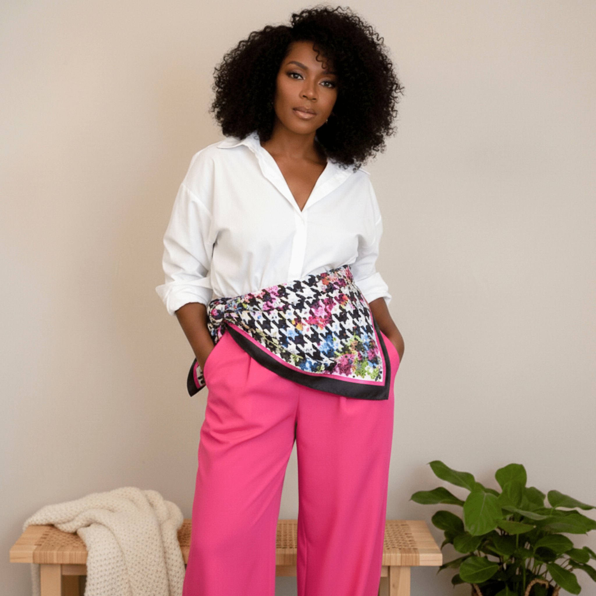 Paintball Houndstooth Luxe Scarf 33X33 | Sassy Jones