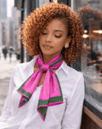 Queen Luxe Scarf 33" x 33" - Pink/Green,Scarves, Sassy Jones,
