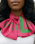 Queen Luxe Scarf 33" x 33" - Pink/Green,Scarves, Sassy Jones,