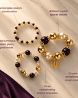 Reign Champagne Pearl 3pc Stretch Charm Bracelet Stack,Bracelets, Sassy Jones,