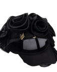 Rosette Ruffle Chiffon Cap - Onyx Bloom,Hat, Sassy Jones,