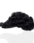 Rosette Ruffle Chiffon Cap - Onyx Bloom,Hat, Sassy Jones,