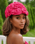 Rosette Ruffle Chiffon Cap - Petal Pink,Hat, Sassy Jones,