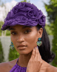Rosette Ruffle Chiffon Cap - Royal Purple,Hat, Sassy Jones,