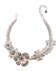 Savage Gardenia Bib - Platinum,Necklaces, Sassy Jones,