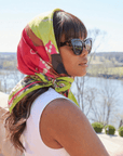 Sistership Luxe Scarf 33" x 33" - Pink/Green,Scarves, Sassy Jones,