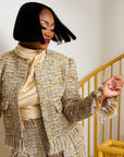 The Claire Metallic Tweed Fringe Blazer,Clothing, Sassy Jones,