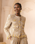 The Claire Metallic Tweed Fringe Blazer,Clothing, Sassy Jones,