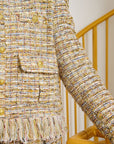 The Claire Metallic Tweed Fringe Blazer,Clothing, Sassy Jones,