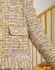 The Claire Metallic Tweed Fringe Blazer,Clothing, Sassy Jones,