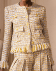The Claire Metallic Tweed Fringe Blazer,Clothing, Sassy Jones,