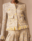 The Claire Metallic Tweed Fringe Blazer,Clothing, Sassy Jones,