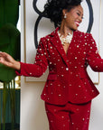 The Fiorella Blazer - Red Velvet Pearl,Clothing, Sassy Jones,