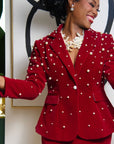 The Fiorella Blazer - Red Velvet Pearl,Clothing, Sassy Jones,