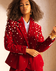 The Fiorella Blazer - Red Velvet Pearl,Clothing, Sassy Jones,