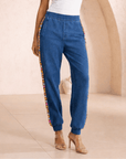 The Gemma Crystal Stretch Jogger Pant - Denim,Clothing, Sassy Jones,