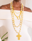 Trinity Cross Long Dress Chain - Dynasty Pearl,Necklaces, Sassy Jones,