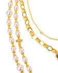 Trinity Cross Long Dress Chain - Dynasty Pearl,Necklaces, Sassy Jones,