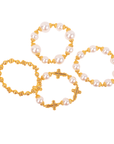 Trinity Cross Stretch Bracelet Stack - Dynasty Pearl,Bracelets, Sassy Jones,