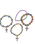 Trinity Crucifix Cross 4pc Stretch Bracelet Stack - Heaven’s Rainbow,Bracelets, Sassy Jones,