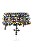Trinity Crucifix Cross 4pc Stretch Bracelet Stack - Heaven’s Rainbow,Bracelets, Sassy Jones,