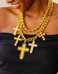 Trinity Crucifix Cross Statement Chain - Gold,Necklaces, Sassy Jones,