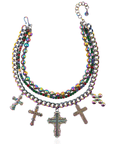 Trinity Crucifix Cross Statement Chain - Heaven’s Rainbow,Necklaces, Sassy Jones,