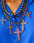 Trinity Crucifix Cross Statement Chain - Heaven’s Rainbow,Necklaces, Sassy Jones,