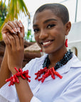 Ziva Natural Coral Stretch Bracelet - Red Coral,Bracelets, Sassy Jones,