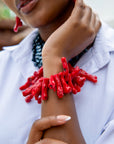 Ziva Natural Coral Stretch Bracelet - Red Coral,Bracelets, Sassy Jones,