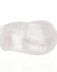Frosted translucent white faceted resin bangle bracelet with sculptural geometric shape on a clean white background.