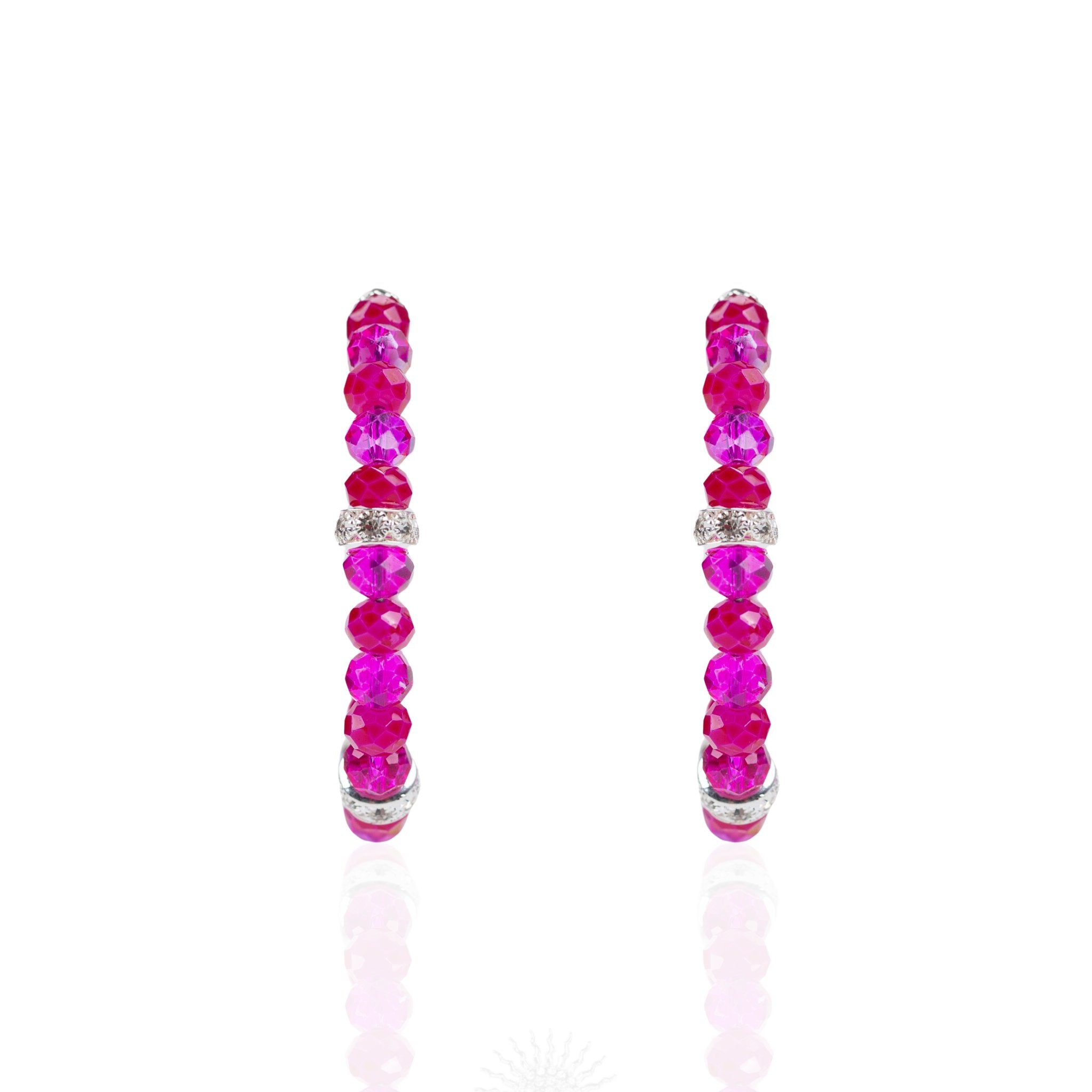 Malia Glass Hoops - Hot Pink - Sassy Jones