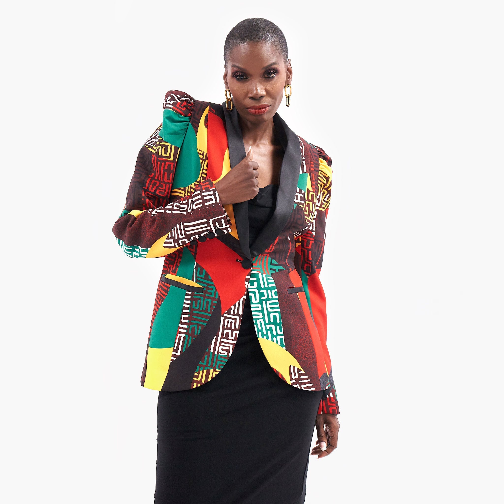 The Talia Tuxedo Blazer- Africana - Sassy Jones