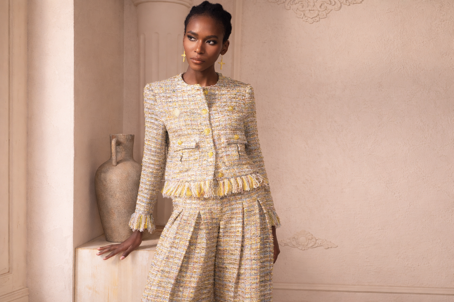 The Claire Metallic Tweed Suit - Sassy Jones