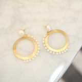 Brittany Pearl Dangles - Gold