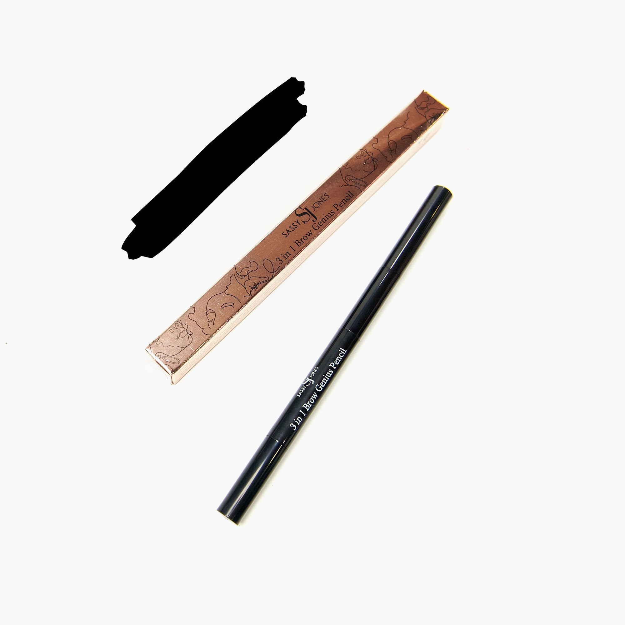 3 in 1 Brow Genius Pencil - Black - Sassy Jones All-in-One Eyebrow Pencil Eyebrow Beauty Innovation Easy Brow Sculpting Innovative Brow Pencil Brow Shaping Tool Makeup Bag Essential Eyebrow Perfecting Pencil Versatile Brow Pencil Eyebrow Grooming Kit Compact Brow Tool Travel-friendly Eyebrow Pencil