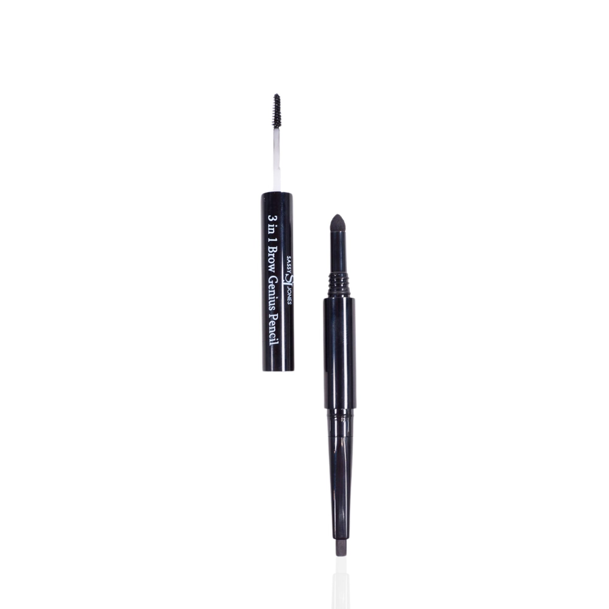 3 in 1 Brow Genius Pencil - Black - Sassy Jones | 3-in-1 Eyebrow Pencil Multifunctional Eyebrow Tool Precision Brow Pencil Brow Blending Sponge Long-lasting Brow Gel Mascara Eyebrow Sculpting Pencil Beginner Eyebrow Pencil Professional Eyebrow Pencil Brow Makeup Tool