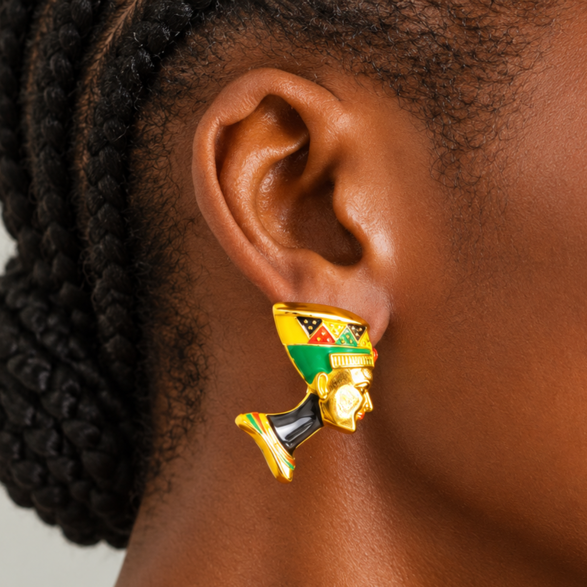 Afrikaan 18k Queen Studs,Earrings, Sassy Jones,