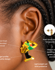 Afrikaan 18k Queen Studs,Earrings, Sassy Jones,