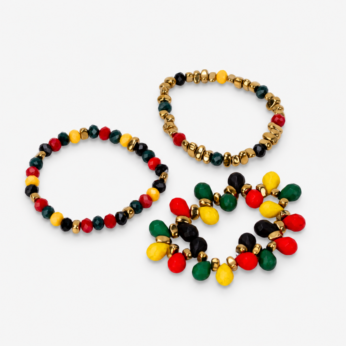 Afrikaan 18k Queen Stretch Bracelet Stack,Bracelets, Sassy Jones,