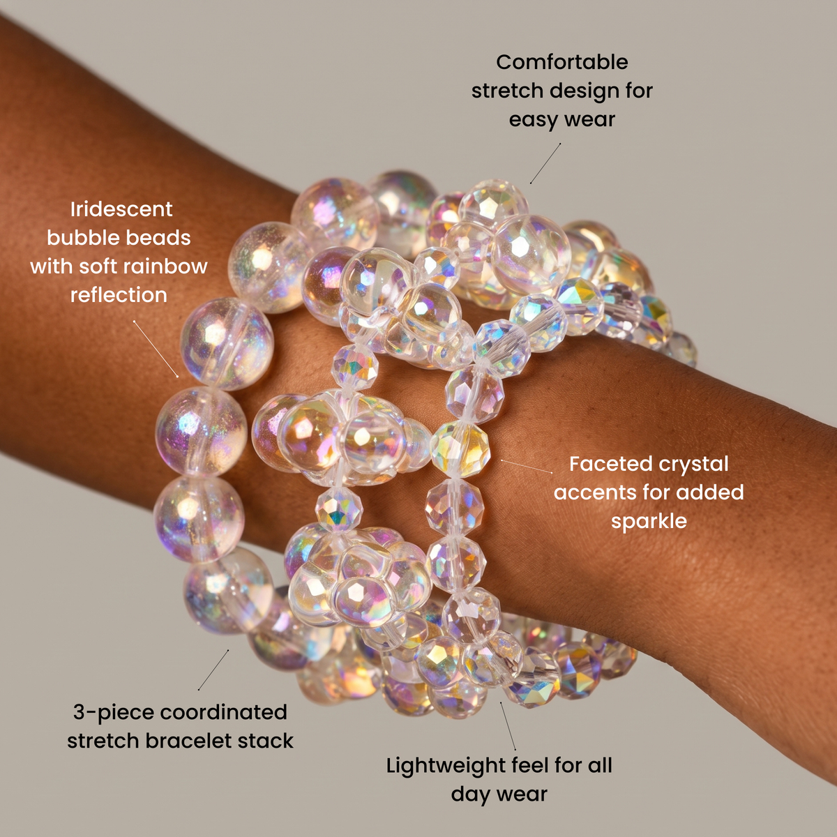 Alana Cloud Bubble Bracelet Stack,Bracelets, Sassy Jones,