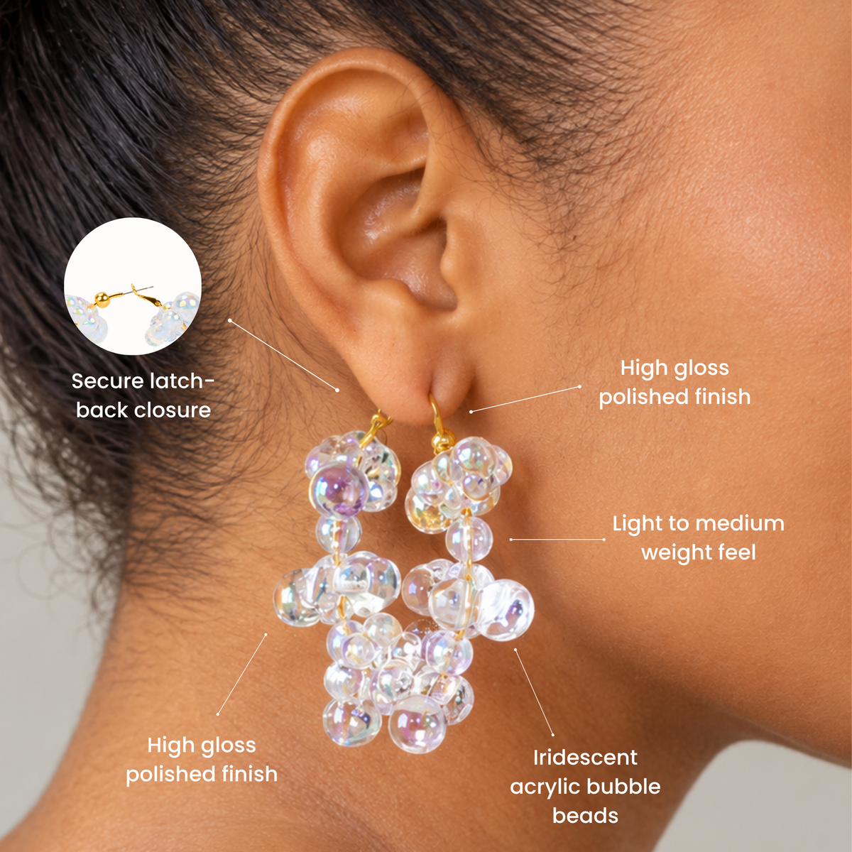Alana Cloud Bubble Hoops,Earrings, Sassy Jones,