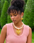 Amora Pearl Heart Dangles - Ivory/Gold