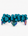 Amora Pearl Heart Stretch Bracelet - Rainbow Teal,Bracelets, Sassy Jones,