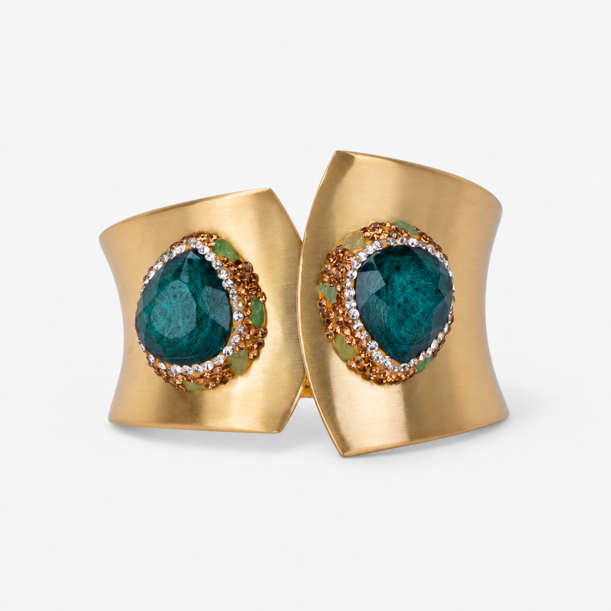Armana Statement Hinge Cuff - Emerald