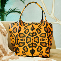 Grey Leopard Faux Fur Oversized Tote - Adorn Goods