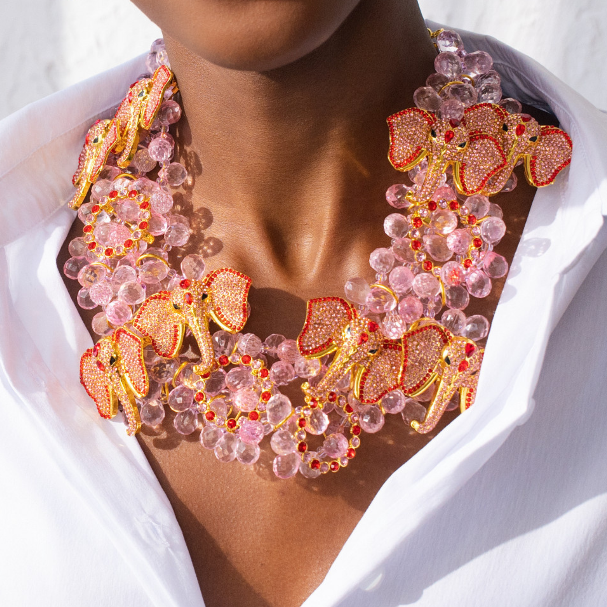 statement necklace, bib necklace, elephant necklace, crystal statement necklace, luxury statement jewelry, gold statement necklace, fashion bib necklace, rhinestone necklace, designer statement necklace, bold statement jewelry