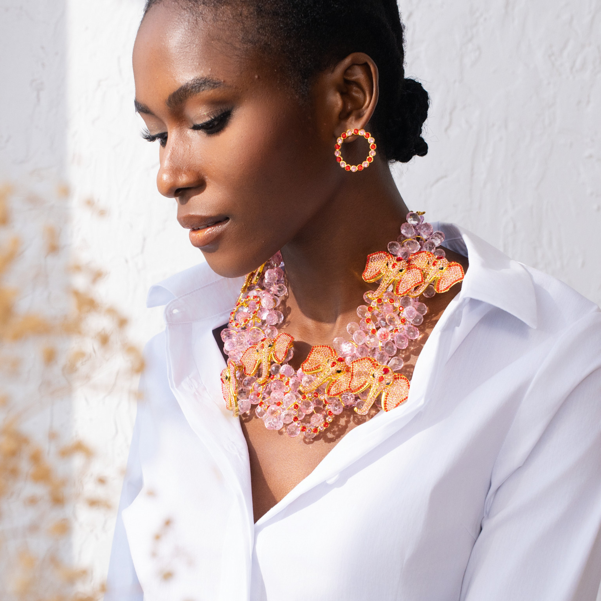 statement necklace, bib necklace, elephant necklace, crystal statement necklace, luxury statement jewelry, gold statement necklace, fashion bib necklace, rhinestone necklace, designer statement necklace, bold statement jewelry